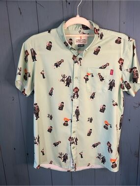 Roosevelts Short-Sleeve Mint Graphic Button-Down Shirt | Home Alone Wet Bandits
